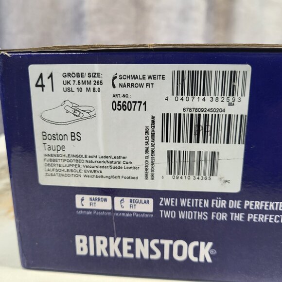 Birkenstock Boston BS TAUPE Clog Narrow Fit Size 41 Men's 8 Women's 10 - Picture 17 of 17